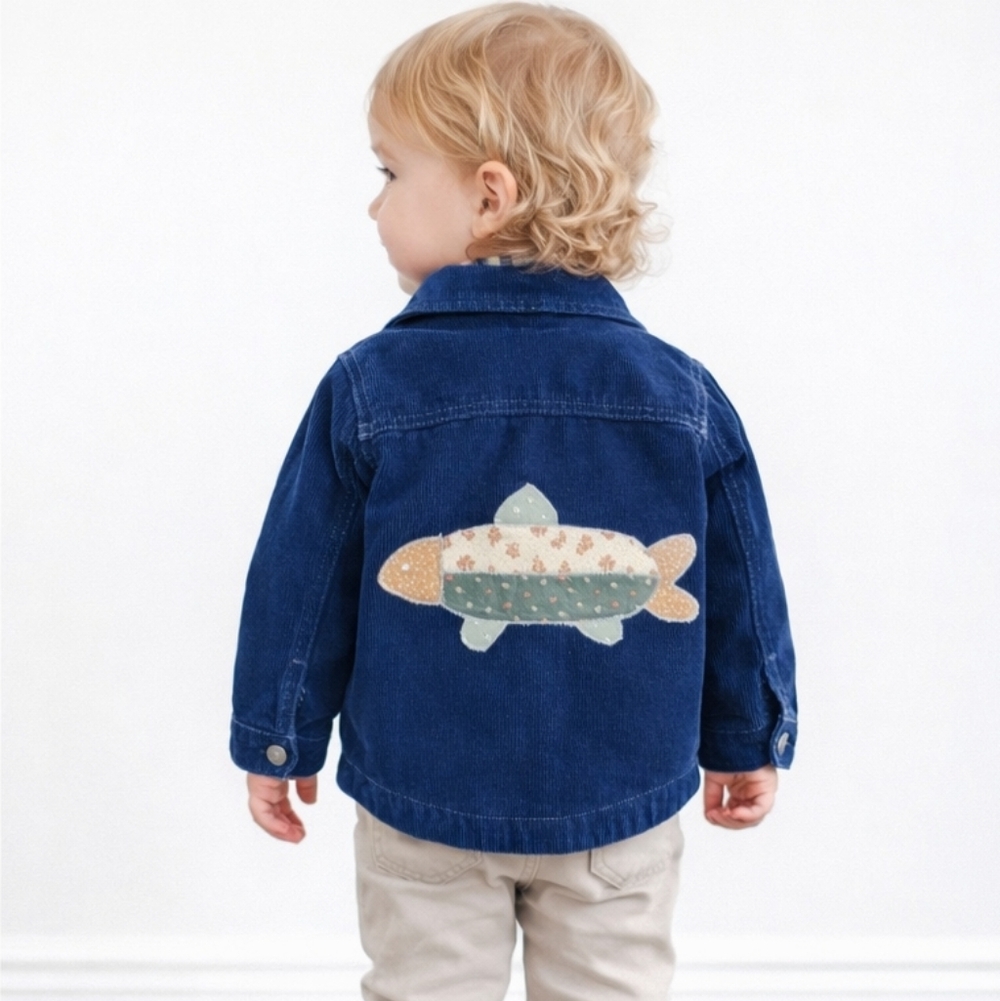 Reworked 2T Cordury Jacket With Patwork Fish